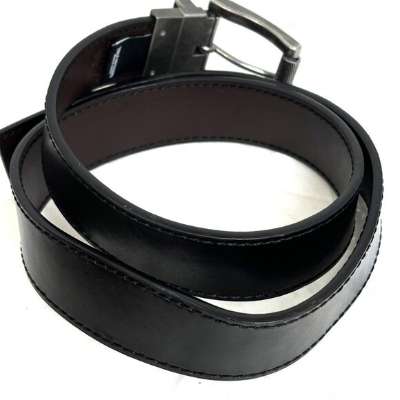 True Religion Lumin II Reversible Blk/brwn Roller Twist Simulated Leather Belt - Picture 5 of 10